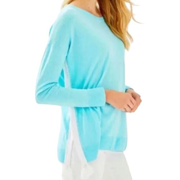 LILLY PULITZER  DAMARA SWEATER HEATHERED BAYSIDE BLUE  SIZE XS NWT - Picture 1 of 11
